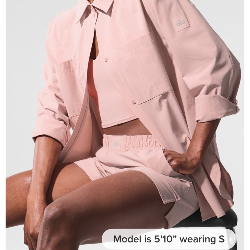 ALO Yoga Pink Button Down Shirt